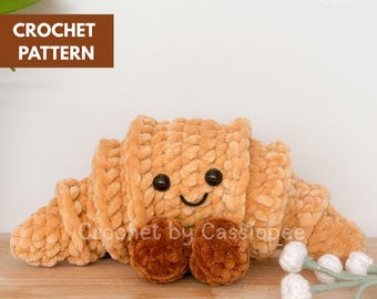 Croissant Crochet Pattern Tutorial PDF | Amigurumi Food Plush Toy | Bakery Dessert Gift