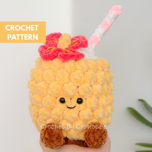 Patron au crochet Piña Colada | Amigurumi cocktail à l'ananas PDF | Tutoriel peluche tropicale