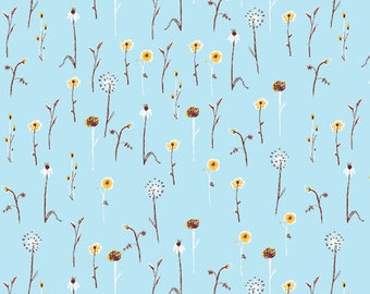 Heather Ross Far Far Away III Wildflowers in Light Blue for Windham Fabrics - 1 yard