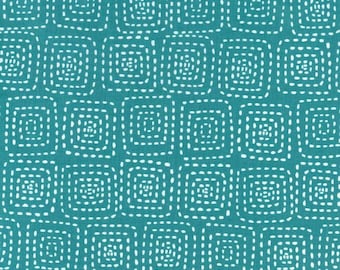 Stitch Square in Teal -1 yard - Michael Miller Fabric