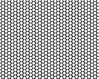 White Honeycomb Dot on Black  - 1 yard -  by Riley Blake Designs.
