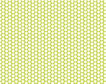 White Honeycomb Dot on Lime  - 1 yard -  by Riley Blake Designs.