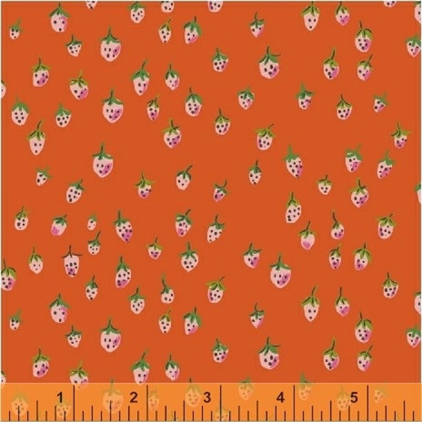 OOP Trixie Strawberries in Orange by Heather Ross for Windham Fabrics