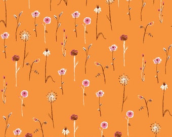 Heather Ross Far Far Away III Wildflowers in Orange for Windham Fabrics - 1 yard