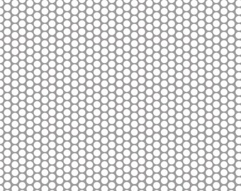 White Honeycomb Dot on Gray  - 1 yard -  by Riley Blake Designs.