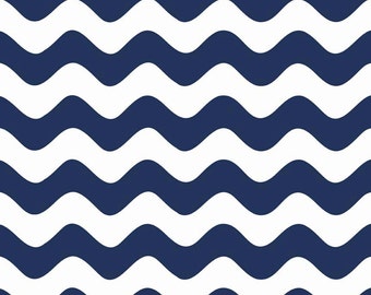 END of Bolt - Chevron Wave in Navy  - 1 yard and 9 inches -  by Riley Blake Designs.