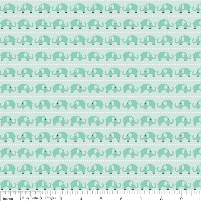 Boy Elephants in Aqua 1 yard by Riley Blake Designs. image 1