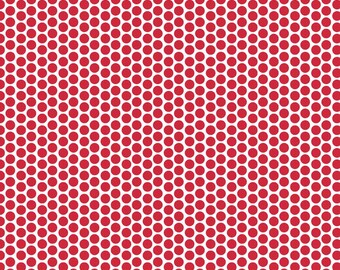 Honeycomb Dot Reversed in Red  - 1 yard -  by Riley Blake Designs.