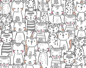 Pawsome Bunch in white from Meowgical for Michael Miller Fabrics - 1 yard