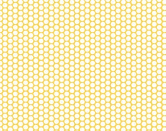White Honeycomb Dot on Yellow  - 1 yard -  by Riley Blake Designs.