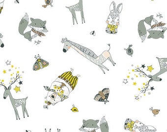 Cute Critters in White from Whimsicals for Michael Miller Fabrics - 1 yard