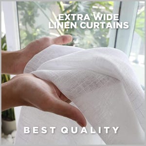 Linen Sheer Curtains: Extra Wide Light Filtering Panels - Custom Size