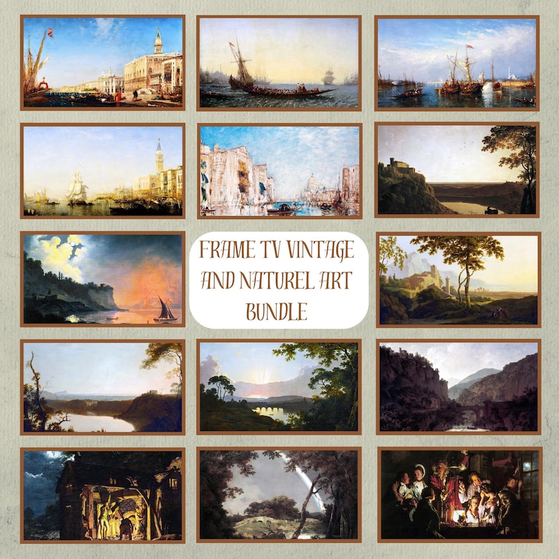 Paintings Frame TV Vintage Art Bundle 42, Antique Classic Art for Samsung Frame TV, Vintage Landscape Wall Art Collection, Digital Download image 1