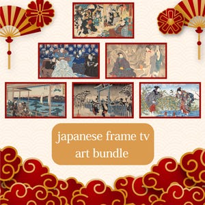日本のフレームTVアートバンドル231点浮世絵、サムスンフレームTV用伝統的な日本の壁掛けアート、ヴィンテージジャパンアートコレクション