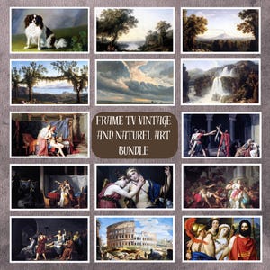 ビンテージフレームTVアートバンドル96点の絵画、Samsung Frame TV用のクラシックなビンテージ絵画、アンティークウォールアート、美術館アートコレクション。