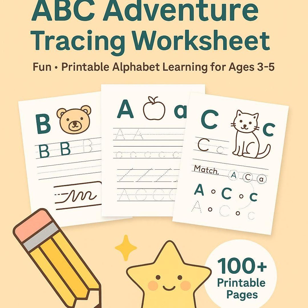 Abc Tracing Alphabet Worksheet for Kids Ages 3-5 Abc Training Printable ...