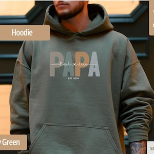 Personalized Papa T Shirt with Names & EST Year, Custom Dad Shirt, Papa Shirt, Father’s Day Gift, New Dad Gift, Papa Sweatshirt or Hoodie imagen 3