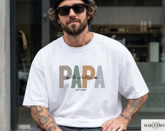 Personalized Papa T Shirt with Names & EST Year, Custom Dad Shirt, Papa Shirt, Father’s Day Gift, New Dad Gift, Papa Sweatshirt or Hoodie