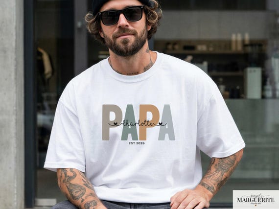 Personalized Papa T Shirt with Names & EST Year, Custom Dad Shirt, Papa Shirt, Father’s Day Gift, New Dad Gift, Papa Sweatshirt or Hoodie