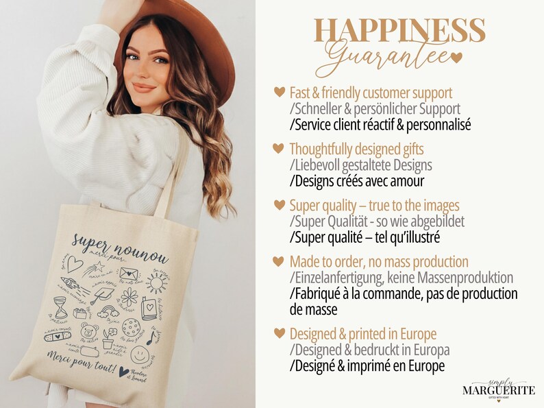 Cadeau nounou personnalisé – Tote bag merci nounou Noël | Cadeau fin d’année crèche avec prénom enfant, idée cadeau pas cher nounou image 6