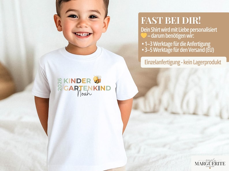 Personalisiertes Kindergartenkind Shirt Dino für Kindergartenstart, Geschenk für Start Kita, T-Shirt mit Namen Erster Kindergartentag imagem 5
