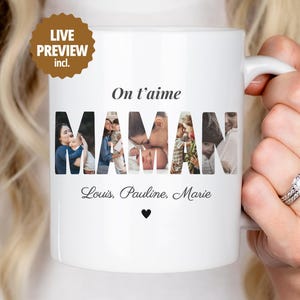 Tasse Maman avec Photos & Prénoms – Mug Maman Personnalisé Photo, Cadeau Fête des Mères, Cadeau Maman
