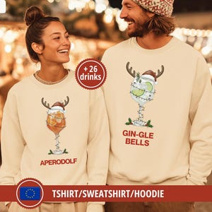 Partnerlook Weihnachten – Lustiges Reinbeer Winedeer & Aperol Shirt oder Sweater – Ugly Christmas Sweater – Bier Wein Geschenk Saufshirt