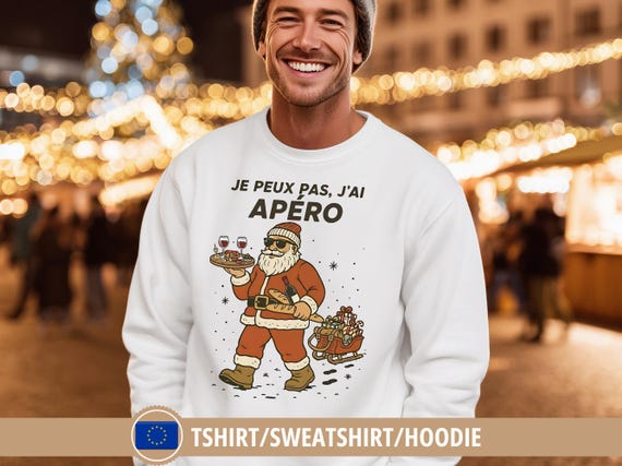 Sweatshirt Humour Apéro Vin - Idée Cadeau Drôle Pour Homme, Retraité, Ami - Coupe Classique, 241g