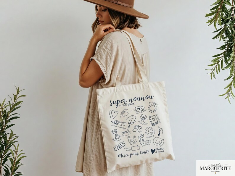 Cadeau nounou personnalisé – Tote bag merci nounou Noël | Cadeau fin d’année crèche avec prénom enfant, idée cadeau pas cher nounou image 4