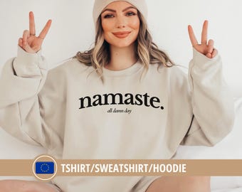 Yoga Shirt Women Namaste Sweatshirt Yoga Clothing Spiritual T-Shirt Pilates Top Meditation Lotus Shirt Fitness Casual Yoga Gift