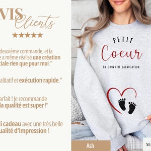 T-shirt annonce grossesse, annonce bébé, cadeau femme enceinte, tshirt grossesse future maman baby reveal petit cœur en cours de fabrication bild 8