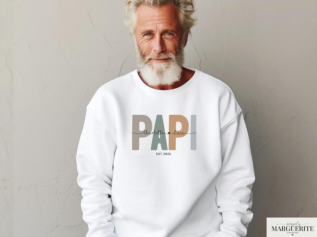 Tshirt ou Sweat Papi Personnalisé avec Prénoms, Cadeau Papy Fête des ...