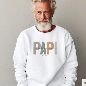 Tshirt ou Sweat Papi Personnalisé avec Prénoms, Cadeau Papy Fête des Grands-Pères, Anniversaire Papy, Sweatshirt Grand-Père, Noël Papi