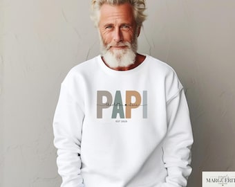 Tshirt ou Sweat Papi Personnalisé avec Prénoms, Cadeau Papy Fête des Grands-Pères, Anniversaire Papy, Sweatshirt Grand-Père, Noël Papi