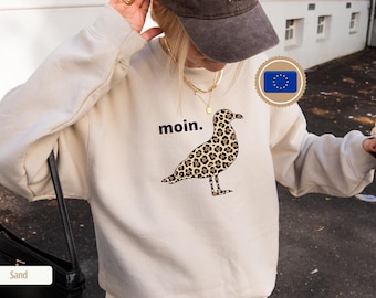 Moin Shirt Leopard Print | Moin Sweatshirt Women | Northern German Greeting Shirt | Minimalist Nordic Style Gift | Sylt Hamburg Tee