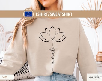 Yoga Shirt Women Namaste Sweatshirt Yoga Clothing Spiritual T-Shirt Pilates Top Meditation Lotus Shirt Fitness Casual Yoga Gift