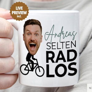 Personalisierte Fahrrad Tasse mit Foto & Name – Lustige Radfahrer Tasse, Geschenk für Männer, Fahrrad Geschenk Mann, Kollege Chef Geschenk