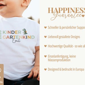 Personalisiertes Kindergartenkind Shirt Dino für Kindergartenstart, Geschenk für Start Kita, T-Shirt mit Namen Erster Kindergartentag imagem 7