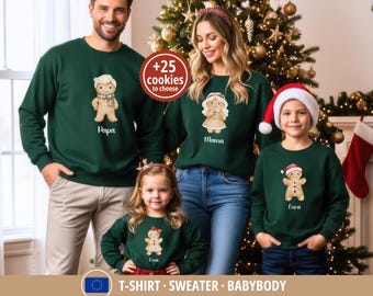 Gingerbread Matching Family Christmas Shirts or Sweatshirts, Merry Christmas Shirt, Personalized Holiday Family Matching Outfit