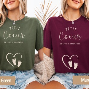 T-shirt annonce grossesse, annonce bébé, cadeau femme enceinte, tshirt grossesse future maman baby reveal petit cœur en cours de fabrication bild 4