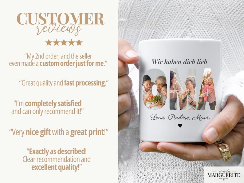 Oma Fototasse personalisiert mit Namen – Foto Tasse Oma Geschenk, personalisierte Tasse mit Bildern, Geschenk Oma Geburtstag, Muttertag Oma image 7