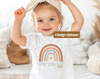 Große Schwester Shirt Personalisiert mit Namen | Geburt Schwester Geschwister Outfit | Schwangerschaftsverkündung Baby Kind Geschenk 2026
