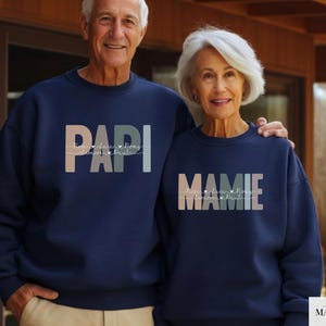 Mamie & Papi Sweatshirt ou T-shirt Personnalisé avec Prénoms, Annonce Grossesse Grands-Parents, Cadeau Futurs Mamie Papi