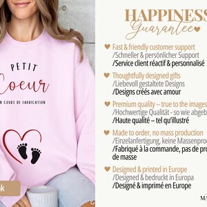 T-shirt annonce grossesse, annonce bébé, cadeau femme enceinte, tshirt grossesse future maman baby reveal petit cœur en cours de fabrication bild 6