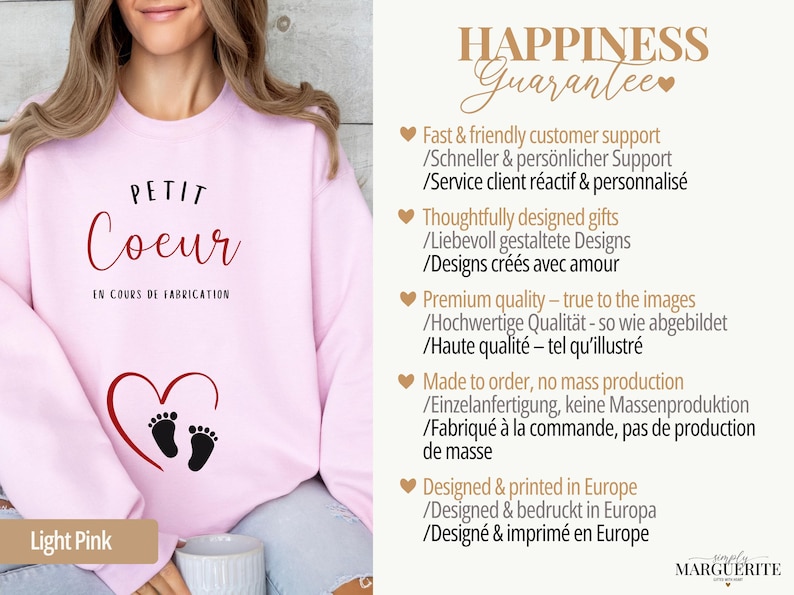 T-shirt annonce grossesse, annonce bébé, cadeau femme enceinte, tshirt grossesse future maman baby reveal petit cœur en cours de fabrication bild 6