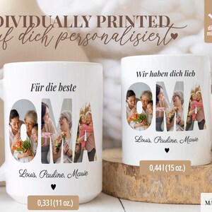 Oma Fototasse personalisiert mit Namen – Foto Tasse Oma Geschenk, personalisierte Tasse mit Bildern, Geschenk Oma Geburtstag, Muttertag Oma image 4