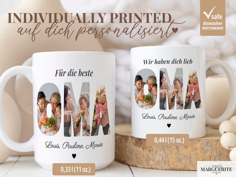 Oma Fototasse personalisiert mit Namen – Foto Tasse Oma Geschenk, personalisierte Tasse mit Bildern, Geschenk Oma Geburtstag, Muttertag Oma image 4