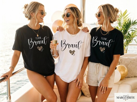 JGA Shirt Damen personalisiert, Braut T Shirt, Team Braut Shirt, Junggesellinnenabschied Tshirt, Bridal Party Shirt Braut Crew Leopard Print