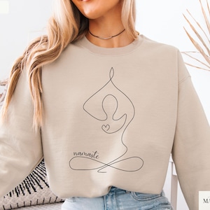 T-shirt Yoga Femme Namaste Sweatshirt Yoga Vêtement Spirituel Haut Pilates Méditation Lotus Shirt Pull Yoga Décontracté Cadeau Bien-être