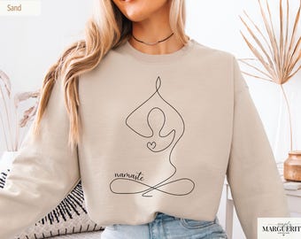 Yoga Shirt Women Namaste Sweatshirt Yoga Clothing Spiritual T-Shirt Pilates Top Meditation Lotus Shirt Fitness Casual Yoga Gift